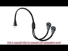 Cable de extensión de 2 clavijas NEMA 1-15P a 1-15R