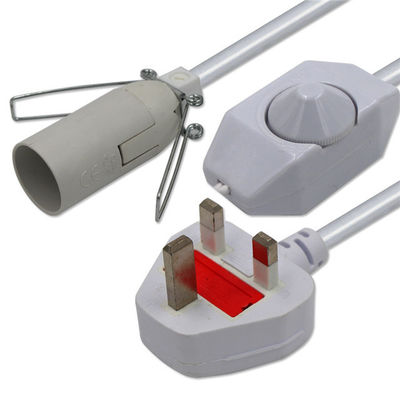 Portador de lámpara de sal E27 Cordón de alimentación eléctrica con 6 pies H03VVH2-F 0.75mm/2C Reino Unido 3 pin Plug