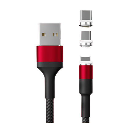 Tipo USB Micro-USB 360 grados 3 en 1 Led USB cable de adaptador magnético para carga rápida