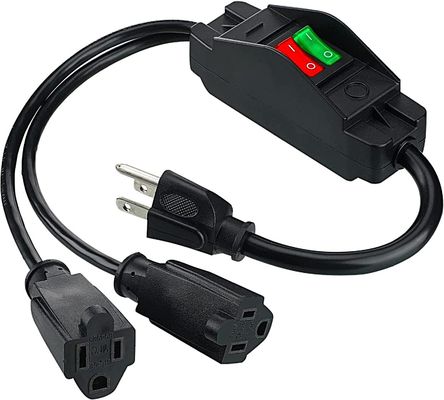 Opcional 125V 15A NEMA 5-15 Enchufe a 515 Puertas de enchufe dobles EE.UU. 3Pin En el interruptor apagado Cordón de extensión de energía Y splitter