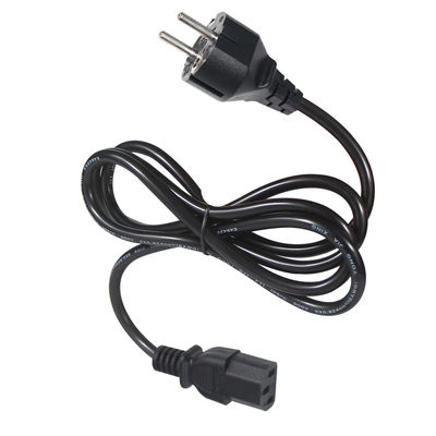 3Prong VDE aprobado CEE 7/7 3pin Plug Cordón de alimentación negro con C13 Femenino