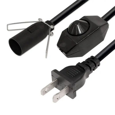 Cordón de lámpara de sal de 2 pines con interruptor de atenuación 1.2m Negro