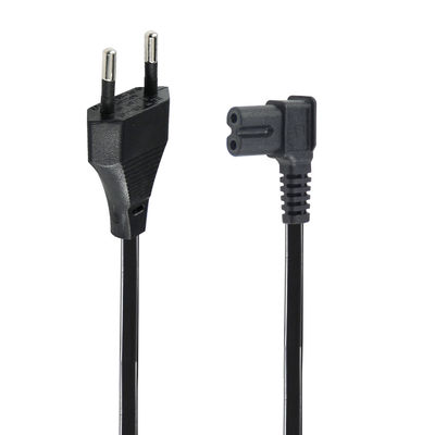 Cable de alimentación C7 de 2 pin a ángulo de la UE para computadoras portátiles/monitores/televisores VDE Material aislante aprobado PVC/cáñamo