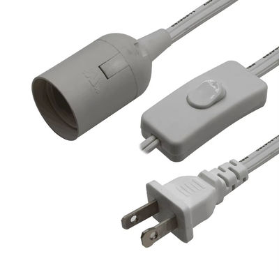NEMA 1-15P E14 Cable de conversión de enchufe con 303 interruptor - conexión de 3 puntas al adaptador de bombilla para lámpara de mesa / candelabro (125V 3A)