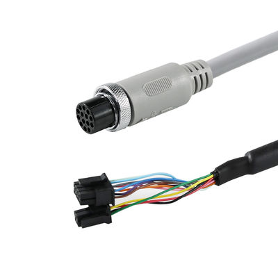 Cable de conector circular femenino de 14 pines M12 impermeable con extremo abierto para transmisión de señales de sensores o automatización industrial