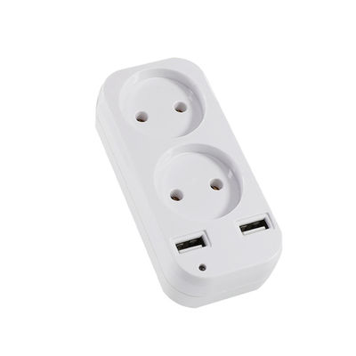 Adaptador de toma de corriente alternada doble estándar europeo con 2 puertos de carga USB 250V 10A Convertidor de energía montado en la pared