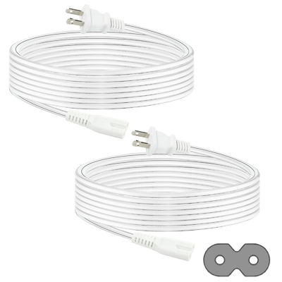 Cable de alimentación de TV QIUCABLE - 2Pack 10FT 2 Prongs Plug no polarizado NEMA 1-15P a C7 Figura 8 Cable de suministro de reemplazo (B0D7RKLTSJ)