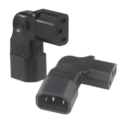 QIUCABLE Adaptador IEC de ángulo izquierdo, C14 Hombre a C13 Mujer, enchufe de 90 grados, 250V CA, 10A máximo, 100% de cobre puro, chaqueta de PVC (B09V122QLV)