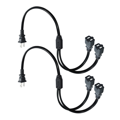 Cable de extensión de 2 clavijas NEMA 1-15P a 1-15R, 110V-250V, cobre, PVC