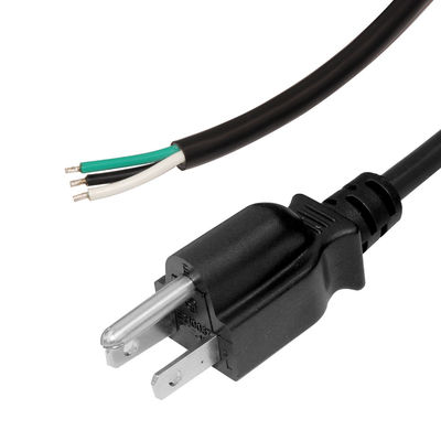 Usa NEMA 5-15P para reemplazo despojado Cordón de alimentación de extremo abierto con nosotros Conector masculino 18Awg