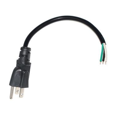 Usa NEMA 5-15P para reemplazo despojado Cordón de alimentación de extremo abierto con nosotros Conector masculino 18Awg