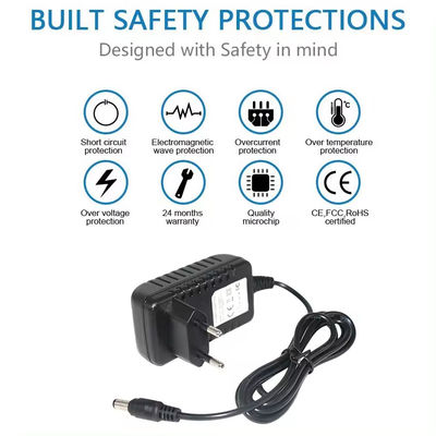 Adaptador de fuente de alimentación de 12V 0.5A 1A 1.5A 2A 2.5A 3A negro para cámaras Cctv Ip Cargar Ac a Dc Adaptador de DC 5.5Mm Jack