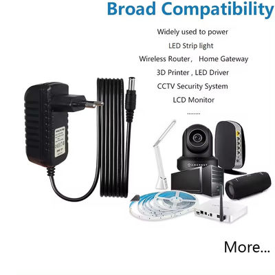 Adaptador de fuente de alimentación de 12V 0.5A 1A 1.5A 2A 2.5A 3A negro para cámaras Cctv Ip Cargar Ac a Dc Adaptador de DC 5.5Mm Jack