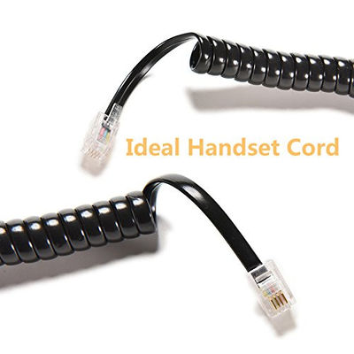 RJ9 RJ11 RJ12 Línea telefónica de cable negro Cordón telefónico en espiral 24AWG 350MHz