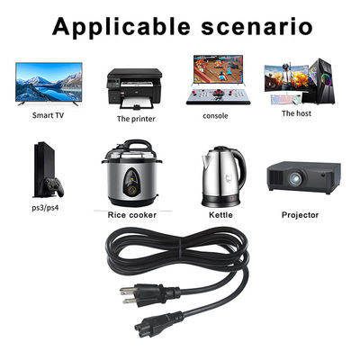 NEMA 5-15P a IEC C5 Cordón de alimentación 14AWG 250V 16A Negro