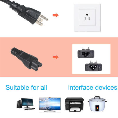 IEC5 extremo femenino de 3 puntas del cable de alimentación eléctrica CA 14AWG NEMA 5-15P enchufe a la toma de IEC 320 C5