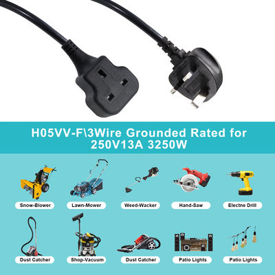 Cable de extensión de 3 clavijas del Reino Unido 1M 13A 250V CA