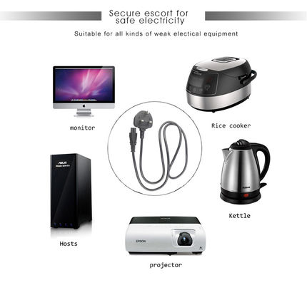 16A BS Cordón de alimentación eléctrica estándar con cable 3*1.5 y protección contra sobretensiones conforme a la C5 de la CEI