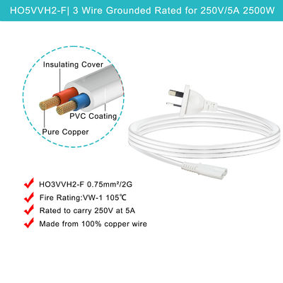 Figura 8 de la norma ROHS 2 puntas C7 cable de alimentación eléctrica 2pin Ps5 cable de alimentación