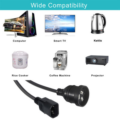 240V 3 Prong IEC 320 C14 Cordón de alimentación eléctrica para una conexión de televisión sin problemas en Australia