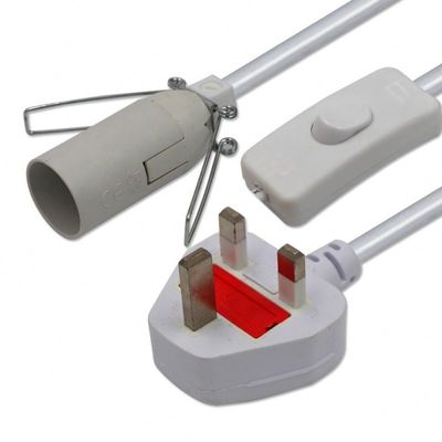 Portador de lámpara de sal E27 Cordón de alimentación eléctrica con 6 pies H03VVH2-F 0.75mm/2C Reino Unido 3 pin Plug
