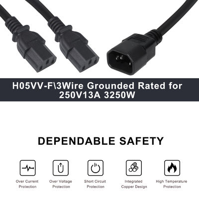 Corda de extensión de separación de 3 vías C14 C13 0.8m IP11