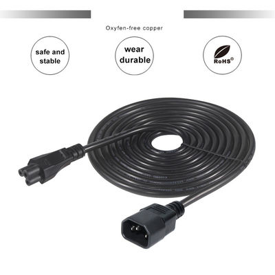 1Ft C14 Cable de alimentación universal para computadoras portátiles con cable de extensión de extremo femenino IEC C5