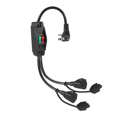15A/125V enchufe plano en línea 1 línea principal 2 Sub Nema 515P 3Pin Y tipo splitter cable de alimentación con interruptor