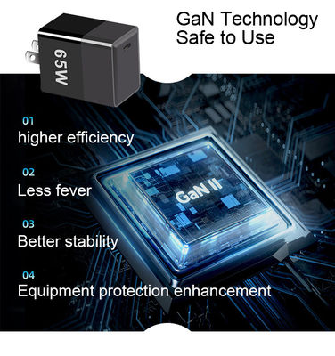 Protección contra cortocircuito Cargador GaN de 65W con QC4.0 PD y puertos USB C EU/US/UK Plug