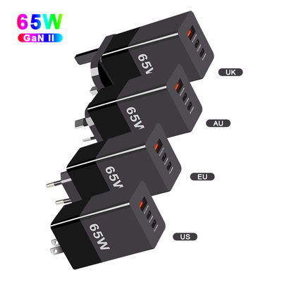 Cargador de carga rápida de tipo C de 65W con tres puertos y tecnología A 2C