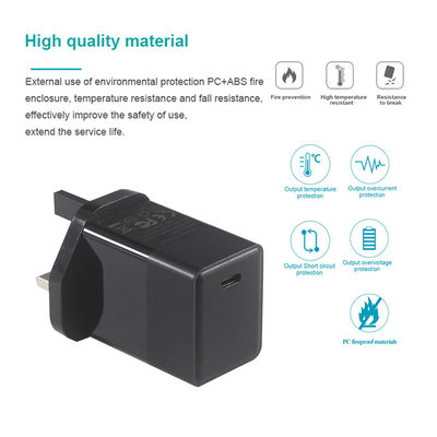 Cargador de pared USB de 45W tipo-C Reino Unido 65W 30W Cargador de viaje rápido Pcba Gan Australia