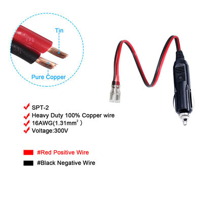Fusible 15A con luz LED para automóviles, encendedor de cigarrillos, cable de extensión de extremo