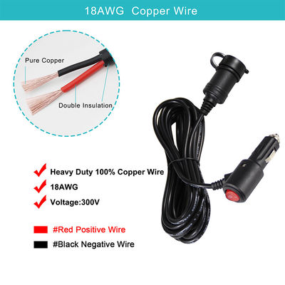 Cargador de encendedor de cigarrillos para automóviles con interruptor y conector de macho a hembra