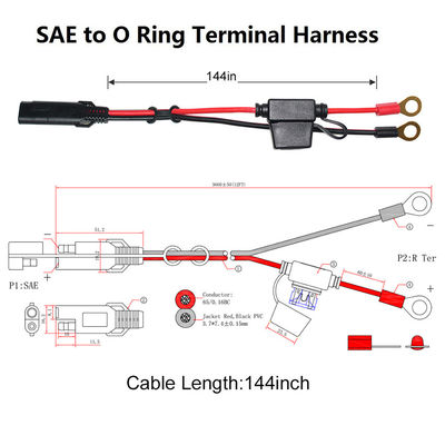 10A 2 pin SAE cargador para Eyelet Terminal Cable de energía solar de 2 pies de baja tensión