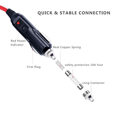 Enciendador de cigarrillos para automóviles Hombre a Hombre 10A Fuse Cable de energía solar 12-24volt