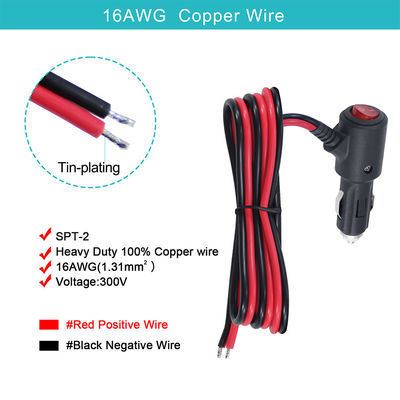 ON OFF Interruptor de ángulo encendedor de cigarrillos macho enchufe cargador de automóviles cable de energía solar 18AWG 16AWG