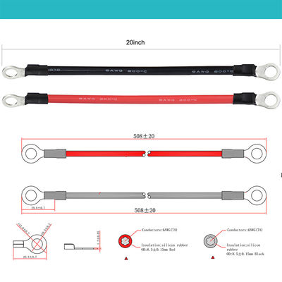14AWG personalizado Batería de coche Cargimg Cable de extensión de cable O terminal de anillo