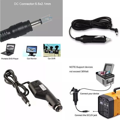 Cable portátil DC12V para encendedor de cigarrillos de automóviles con conector de 5,5 mm * 2,1 mm