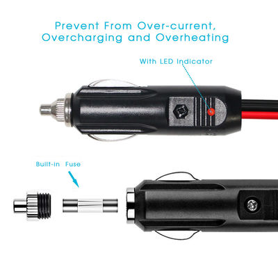 RoHS 24V 2468 18AWG con 2 en 1 Cable de encendedor de cigarrillos para automóviles macho a conector femenino
