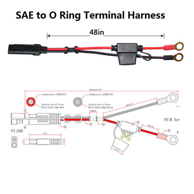 2468 20AWG SAE 2 cables de extensión de pines con llaves de alambre de ojo personalizado