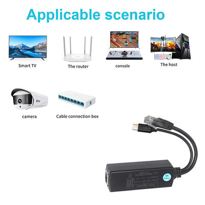IEEE802.3af RJ45 TYPE-C Cable 12v 24v 48v POE Divididor de energía por encima del adaptador Ethernet