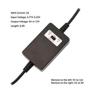 2A Corriente de salida 1,5m USB A macho a DC5521 Convertidor 12V CC a 5V/9V/12V Cable ascendente