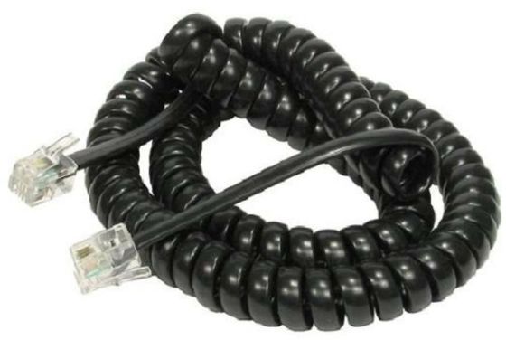 1.5M 5ft 4P4C RJ11 Cordón receptor de teléfono Cordón telefónico rizado largo