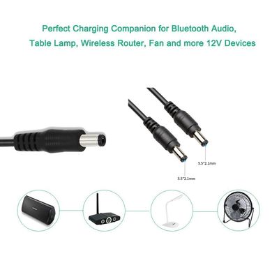 1m/2m/5m Cable de extensión DC de macho a macho con chaqueta de PVC y diámetro de 3,5*1,35mm