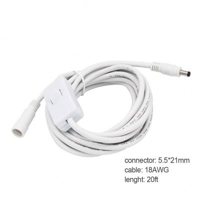 Cable de extensión de 12V DC personalizado 5.5*2.5 mm Hombre a mujer con interruptor de 120cm
