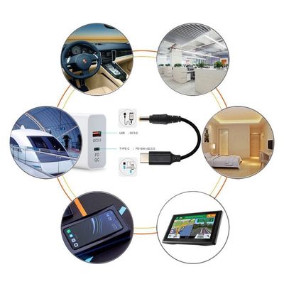 20V 15V 9V 5V PD Cable de carga USB Tipo C 3.1 Hombre a DC Hombre 5521 5525mm Conector