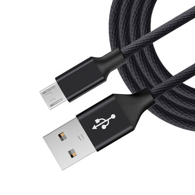 Original Negro Micro USB Cable de datos de 6 pies de largo de nylon trenzado para teléfono móvil MP3