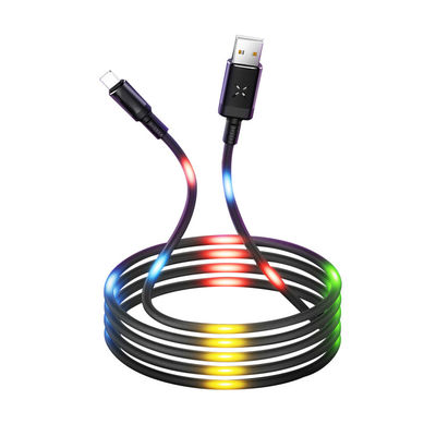 Control de voz colorido LED ilumina Micro USB Cable de datos para el teléfono cargador de energía de datos