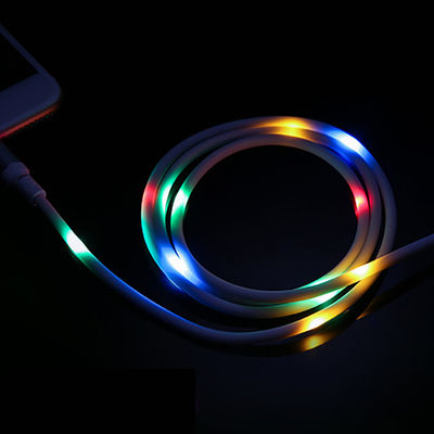 Control de voz colorido LED ilumina Micro USB Cable de datos para el teléfono cargador de energía de datos