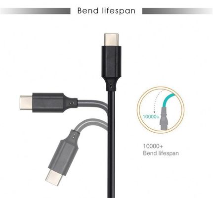 Cable de carga rápida de tipo C de protección por papel de aluminio 1m/3m Blanco/Nego